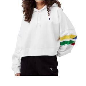 Polo Ralph Lauren Novelty Cropped Hoodie Sweatshirt size M New oversized